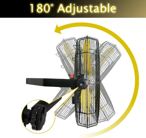 Miniatura 3 de HiCFM Ventilador industrial de pared 9100 CFM de 24 pulgadas con motor de recinto TEAO, rodamiento de bolas lubricado permanente, cable de 9 pies