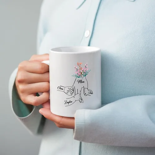 Miniatura 3 de Tazas de té personalizadas para mamá y 3 niños, tazas de café personalizadas para mamá, regalos para madre, taza madre personalizada con nombres
