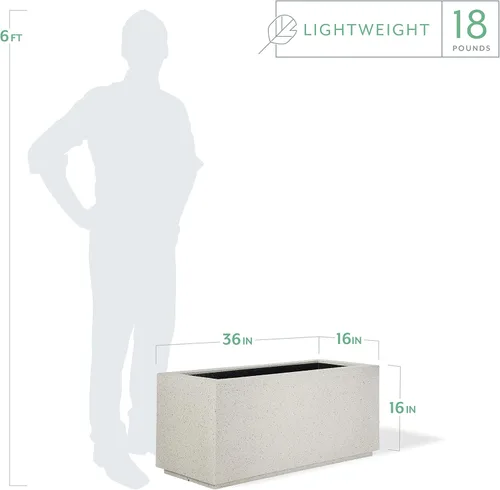 Miniatura 2 de PolyStone Kensington - Maceta con pedestal, 16 x 16 x 36 pulgadas, caja alta y ligera para interiores y exteriores, para porche, resina moderna