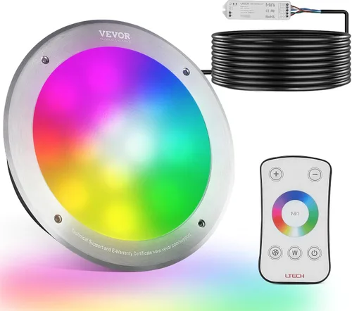Miniatura 13 de VEVOR Luz LED para piscina, 120 V CA 40 W, 10 pulgadas RGBW que cambia de color bajo el agua, incluye cable de 100 pies y control remoto