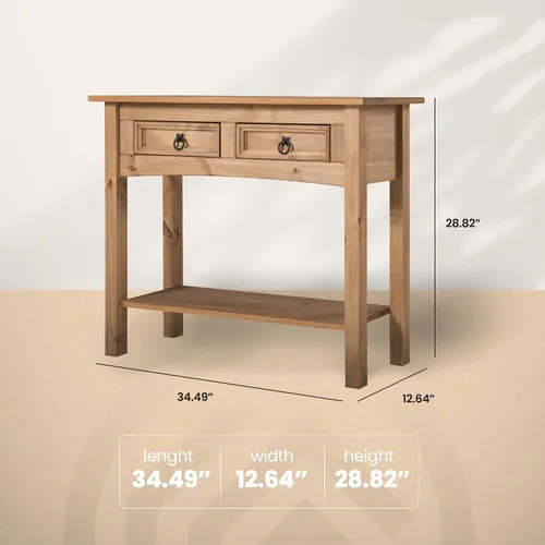 Miniatura 2 de Furniture Dash Mesa consola de madera maciza Corona con 2 cajones de 34.49 pulgadas de ancho, 12.64 pulgadas de profundidad, 28.82 pulgadas de alto
