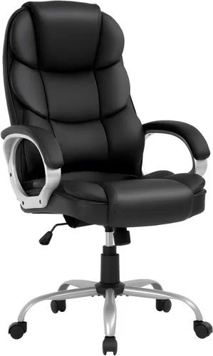 Miniatura 14 de FDW Silla de oficina para computadora, respaldo alto, ergonómica, ajustable, silla de escritorio giratoria de piel sintética ejecutiva con Negro