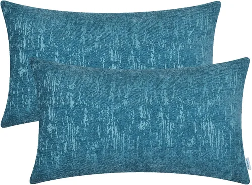 Miniatura 25 de CaliTime Juego de 2 fundas de cojín de felpilla súper suaves teñidas de mármol jacquard para sofá, decoración de casa rural, 18 x 18 pulgadas