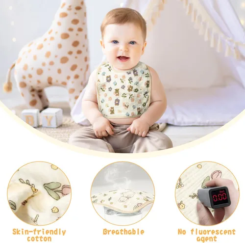 Miniatura 4 de Zainpe 6 baberos de muselina de algodón suaves y absorbentes para recién nacidos babeando alimentación
