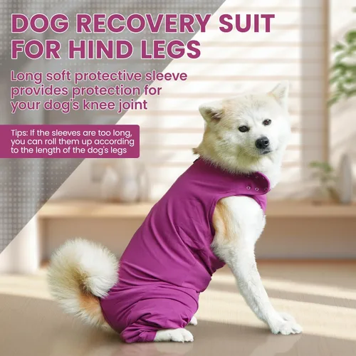 Miniatura 4 de IDOMIK Traje de recuperación para perro, manga de pierna de perro para dejar de lamer las piernas traseras, manga protectora para heridas