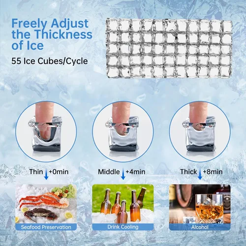 Miniatura 3 de Máquina de hielo comercial bajo encimera de 200 libras, máquina de hielo comercial independiente integrada para debajo del mostrador, máquina