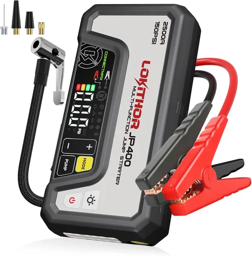 Miniatura 13 de LOKITHOR Arrancador JP400 con compresor de aire, 2500 A 12 V batería de coche arrancador portátil (8.5 L de gas/6.5L diésel) con tecnología