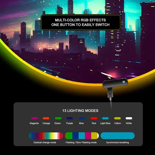 Miniatura 2 de Tapete para silla de juegos, luces LED RGB para juegos (horizonte de 47 pulgadas), cancelación de ruido, tapete antideslizante para suelo de Skyline