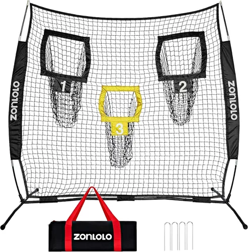 Zonlolo Red de Entrenamiento de Fútbol Americano de 6 x 6 pies, Red de Lanzamiento de Fútbol Americano con 3 Bolsillos Objetivo, Equipo Portátil de