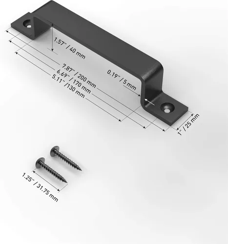 Miniatura 3 de Paquete de 2 manijas de barra recta de 8 pulgadas para puerta de granero, tiradores de hierro fundido negro para puertas correderas, puertas