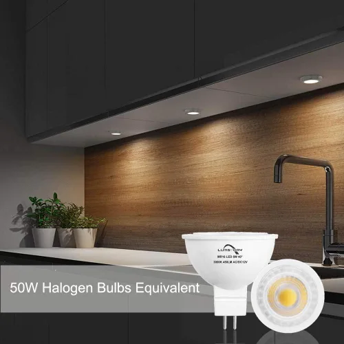Miniatura 5 de LumStory Bombilla LED MR16 Bipin de 12 V, 3000 K, blanco cálido, 50 W, reemplazo halógeno, GU5.3, 5 W, 450 lm, ángulo de haz de inundación de 40