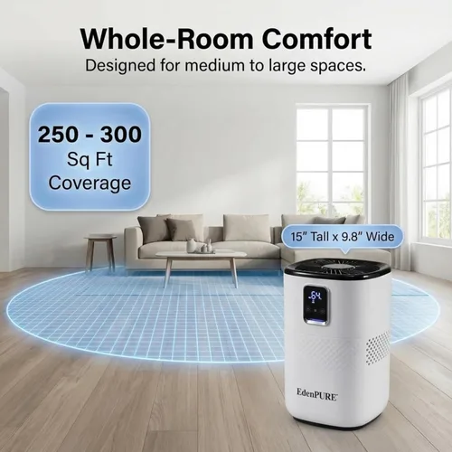 Miniatura 3 de EdenPURE Humidificador sin niebla: humidificación evaporativa silenciosa y sin niebla con tanque de 4.5 L, funcionamiento eficiente de energía