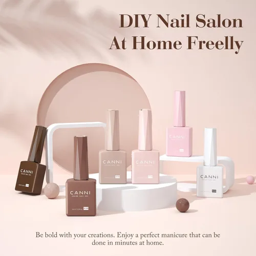 Miniatura 2 de CANNI Kit de esmalte de uñas de gel, 6 colores, rosa nude, 0.3 fl oz, tonos de piel, uñas francesas, marrón neutro, kit de uñas de gel para remojar