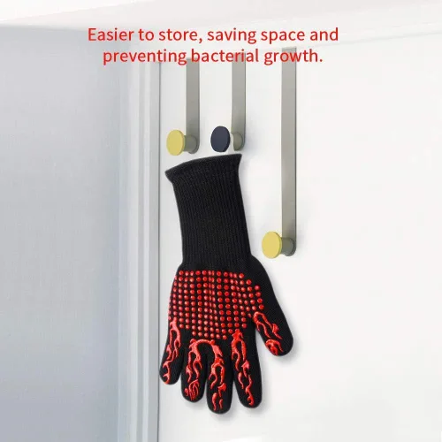 Miniatura 3 de 1 par de guantes de horno resistentes al calor para cocinar para barbacoa, parrilla, hornear, color rojo