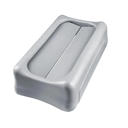 Miniatura 2 de Rubbermaid Commercial Products Slim Jim - Bote de basura con bisagras y tapas para reciclaje Plateado