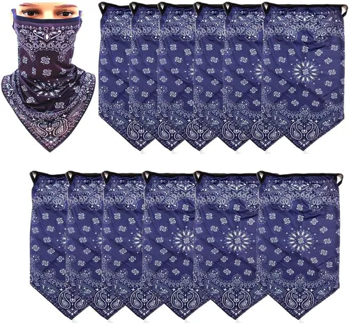 Miniatura 11 de Paquete de 12 polainas para el cuello, bufanda, máscara facial, bandanas para hombres y mujeres, máscara facial, pasamontañas, diademas