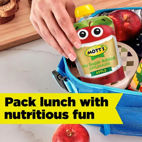 Miniatura 12 de Mott's Puré de manzana sin azúcar añadido, hecho de fruta real, sin sabores artificiales, bolsas transparentes de 3.2 onzas, paquete de 20