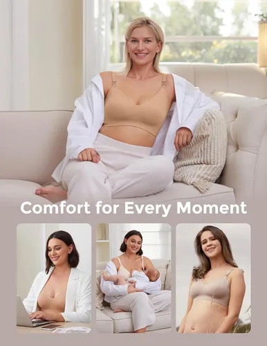 Miniatura 8 de Momcozy YN21 - Brasier de lactancia para lactancia materna, sin costuras, ultra cómodo, forma natural, bralette para dormir durante el embarazo