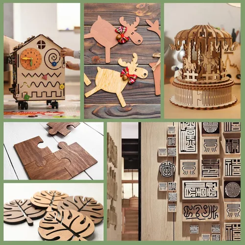 Miniatura 5 de Paquete de 8 hojas de madera contrachapada de nogal de 12 x 12 x 1/8 pulgadas, madera contrachapada de 0.118 in para corte y grabado láser, madera