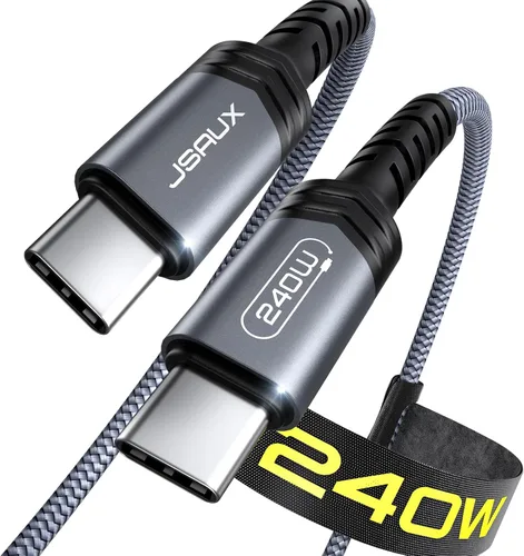 Miniatura 10 de JSAUX Cable USB C de 240 W de 6.6 pies, cable USB C tipo C de carga rápida para MacBook, iPad, Dell XPS, iPhone 17/iPhone Air/iPhone 17 Pro Max, Gris