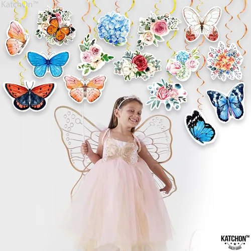 Miniatura 8 de KatchOn, Remolinos colgantes de mariposa tropical, paquete de 30, no se puede hacer tú mismo, remolinos colgantes de mariposa de primavera