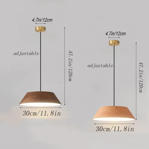 Miniatura 7 de Moderna lámpara colgante LED de madera retro de granja, lámpara de suspensión ajustable rústica antigua para comedor, isla de cocina, cerca