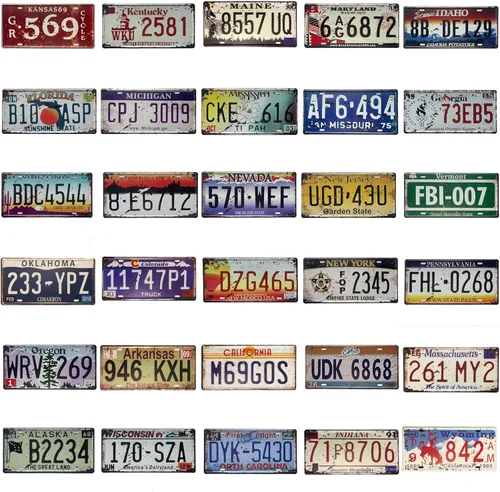 Placas de matrícula vintage, decoración de placas de matrícula, placas de matrícula antiguas, mercancía de That 70s Show, decoración estética de