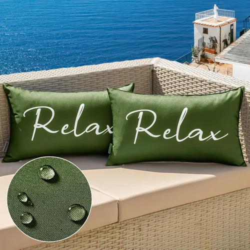 Miniatura 7 de MIULEE Juego de 2 fundas de almohada impermeables para exteriores, fundas de almohada cuadradas decorativas para exteriores, para silla, patio, Rojo
