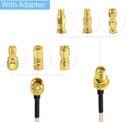 Miniatura 4 de Superbat Cable coaxial coaxial SMA macho a SMA hembra de 6 pulgadas 5.9 in + 5 piezas RF adaptador coaxial kit para WiFi/Radio Jamón/GPS/3G 4G LTE