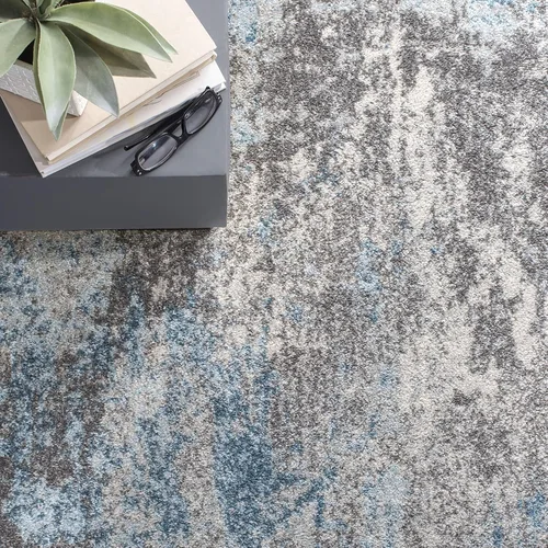 Miniatura 5 de SAFAVIEH Tulum Collection - Alfombra decorativa de 2 x 5 pies, color gris y azul, diseño abstracto moderno, no desprende pelusa y fácil de limpiar