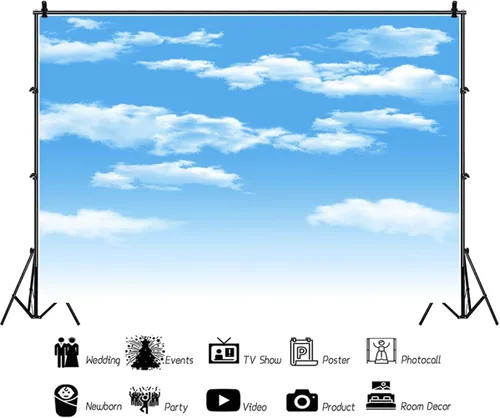 Miniatura 2 de AOFOTO Telón de fondo de nube blanca cielo azul de 5 x 3 pies para sesión de fotos de cielo soleado para fotografía de niños, recién nacidos, baby