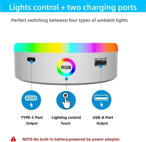 Miniatura 3 de Estación de carga para Echo Dot 4ª 5ª generación, 4 modos de control táctil sincronización de música RGB LED luz multicolor, soporte de escritorio
