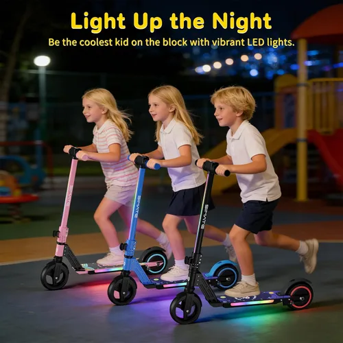 Miniatura 2 de SIMATE Electric Scooter for Kids 6-14, e Kick Scooter with LED Display and Colorful Lights, Adjustable Height and Foldable, Double Brake, Gifts for