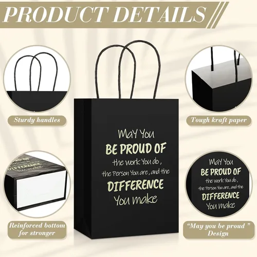 Miniatura 4 de Kosiz 50 bolsas de regalo de agradecimiento «May You Be Proud», bolsas de papel con asas de 5.9 x 3.1 x 8.3 pulgadas, bolsa de regalo de papel