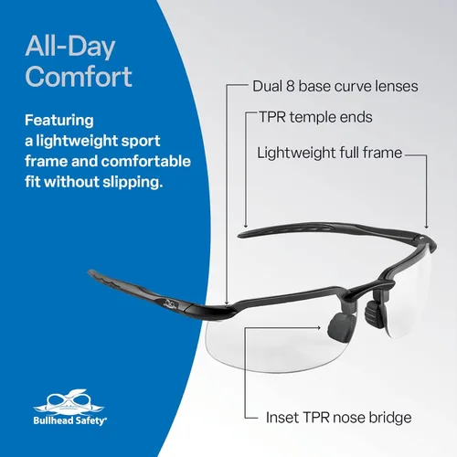 Miniatura 5 de Bullhead Safety Eyewear Swordfish Gafas - Antiempañamiento, ligeras, resistentes a impactos y arañazos, bloqueo UV, gafas de sol para caza/tiro