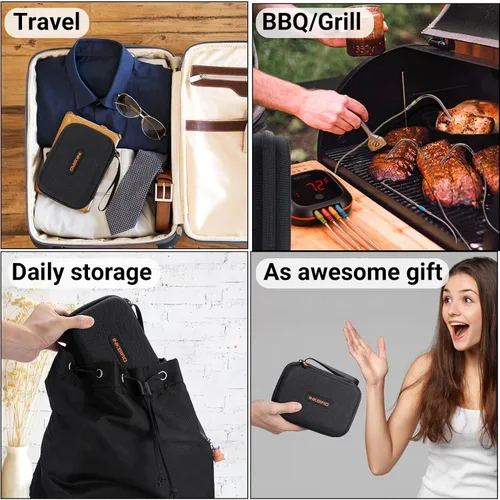 Miniatura 7 de INKBIRD Funda de transporte de 6.7 x 4.7 x 3 pulgadas para termómetro de parrilla IBT-4XS, IBBQ-4T, IBT-4XC, IBT-4XP - Disco duro protector