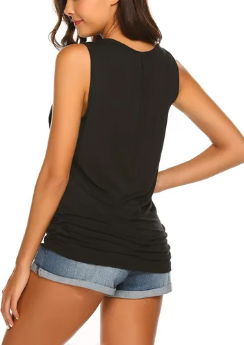 Miniatura 5 de Ekouaer - Camiseta de maternidad para mujer sin mangas de doble capa para embarazadas