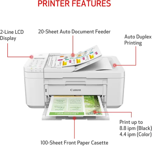 Miniatura 2 de Canon PIXMA TR4720 Impresora inalámbrica todo en uno para uso doméstico, con alimentador automático de documentos, impresión móvil y fax integrado