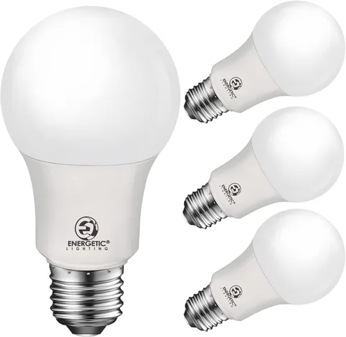 Bombilla LED A19 equivalente a 40 W, luz diurna de 5000 K (blanco natural), base estándar E26, no regulable, 450 lm, certificación ETL, paquete de 4