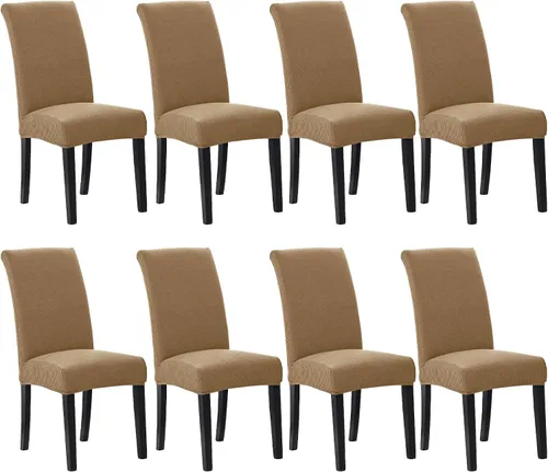Miniatura 23 de Juego de 6 fundas elásticas para sillas de comedor, fundas para sillas de comedor lavables y removibles, fundas para sillas de comedor protectoras