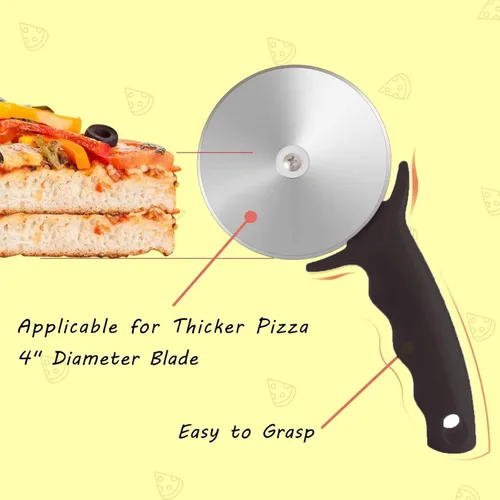 Miniatura 3 de Rueda cortadora de pizza de 4 pulgadas, cortador de pizza grande de acero inoxidable con tapa, cortador de pizza súper afilado, apto