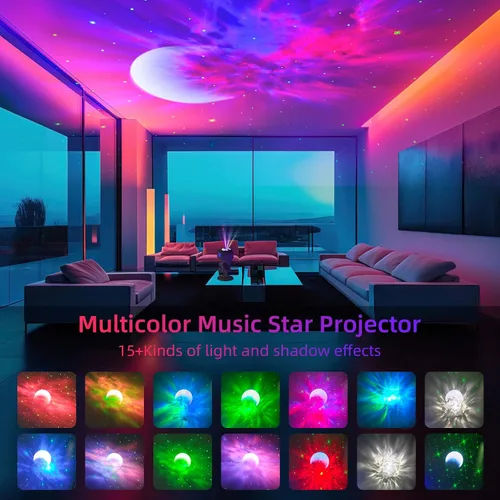 Miniatura 4 de Proyector de estrellas y astronautas de galaxia, altavoz Bluetooth, ruido blanco, luz nocturna de nebulosa lunar para dormitorio, ajustable en 360°