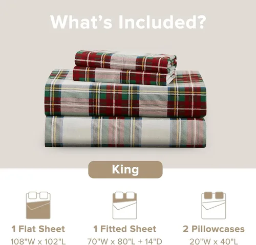 Miniatura 89 de Comfort Spaces Sábanas 100% algodón tamaño King, transpirables, naturalmente frescas, sábanas de algodón suave con bolsillo elástico de 14 pulgadas