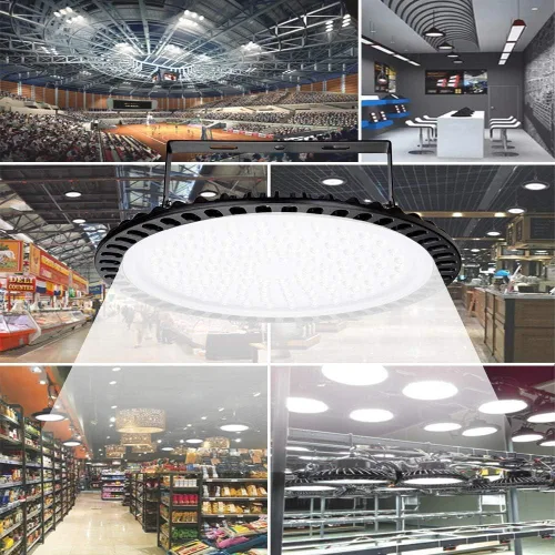 Miniatura 7 de Viugreum Paquete de 10 luces LED UFO de 500 W, 50000 lúmenes, 6500 K, luz diurna blanca ultra fina, iluminación LED de almacén, IP65 impermeable