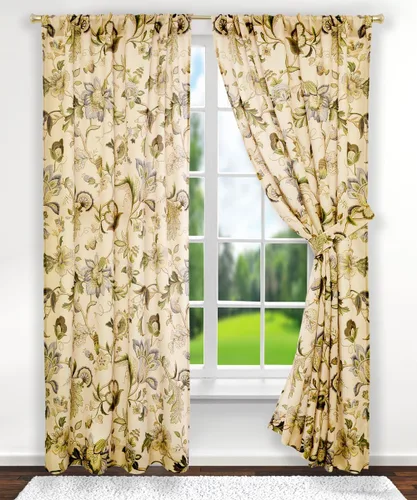 Miniatura 14 de Par de cortinas Brissac con cintas, de Ellis Curtain, 70 x 63", color rojo
