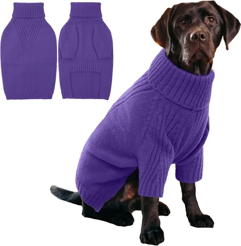 Miniatura 19 de IECOii Suéter extragrande para perro, suéteres térmicos cálidos para perros de raza gigante, ropa de punto, cuello alto de invierno, elástica