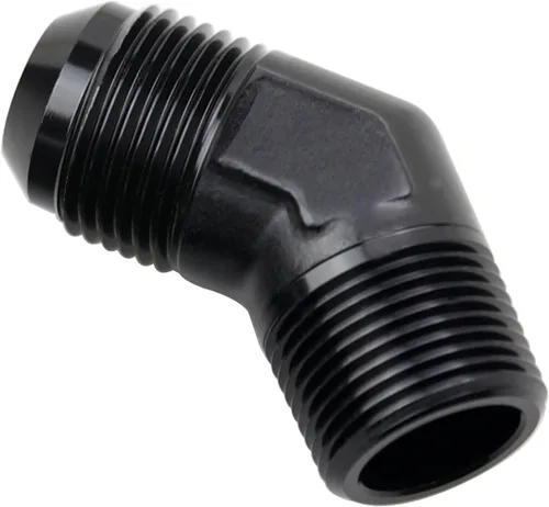 Miniatura 20 de Adaptador de tubo de manguera de combustible de aluminio recto 16AN acampanado a 3/4" NPT macho Unión de rosca negro