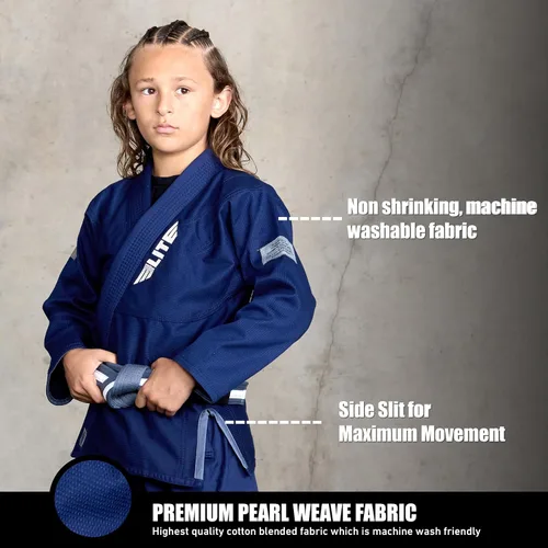 Miniatura 2 de Elite Sports Kids BJJ GI - Kimono brasileño Jiujitsu Gi con tela preencogida y cinturón, para niños y jóvenes, aprobado por la IBJJF