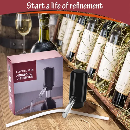 Miniatura 7 de BLUBYEES Aireador eléctrico de vino, máquina dispensadora de vino portátil de un solo botón y decantador de vino, filtro automático