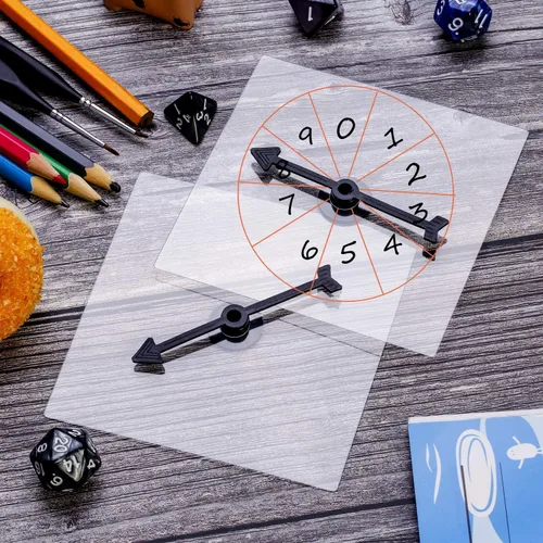 Miniatura 5 de Gejoy Paquete de 5 hilanderos transparentes para el aula, juego de matemáticas de borrado en seco con flecha giratoria